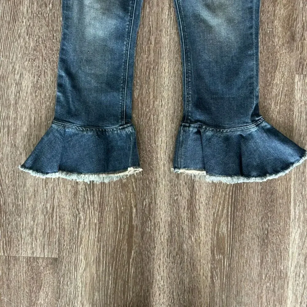 McGuire Denim Bohemia Flounce Cropped Kick Flare‎ Jeans Ruffle Hem Anthropologie